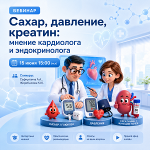 Вебинар «Сахар, давление, креатинин: три показателя, три клинических случая, три разных подхода. Мнение кардиолога и эндокринолога.»
